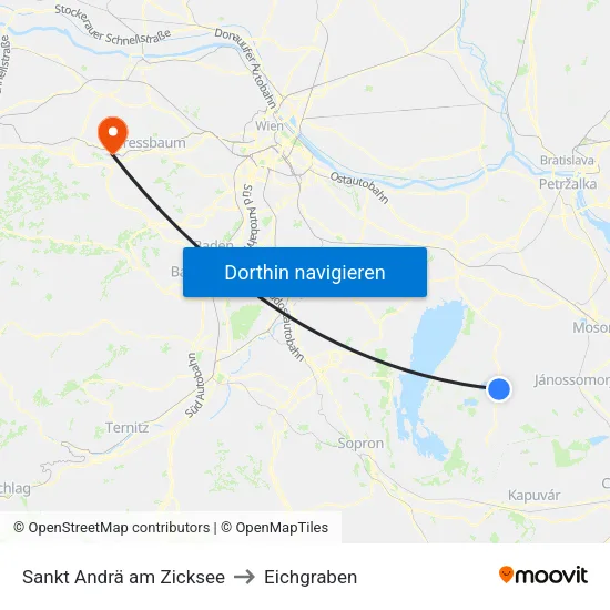 Sankt Andrä am Zicksee to Eichgraben map