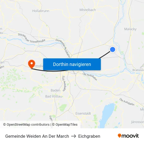 Gemeinde Weiden An Der March to Eichgraben map