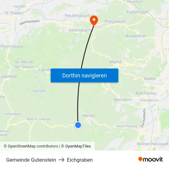 Gemeinde Gutenstein to Eichgraben map