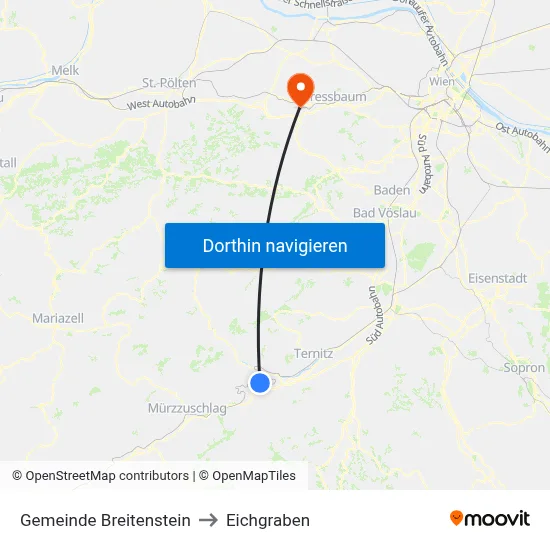 Gemeinde Breitenstein to Eichgraben map