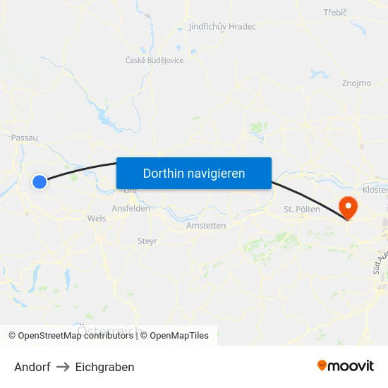 Andorf to Eichgraben map