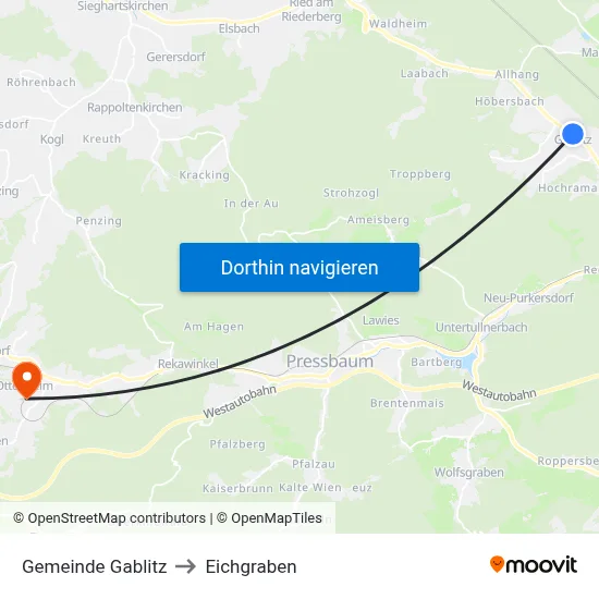 Gemeinde Gablitz to Eichgraben map