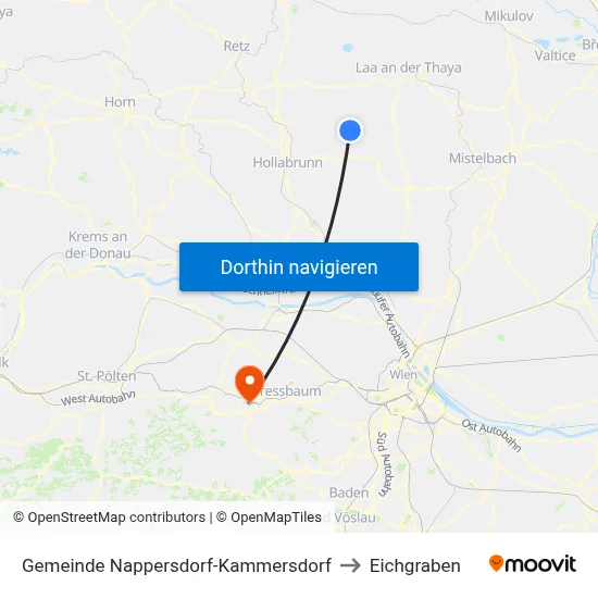 Gemeinde Nappersdorf-Kammersdorf to Eichgraben map