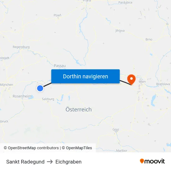Sankt Radegund to Eichgraben map