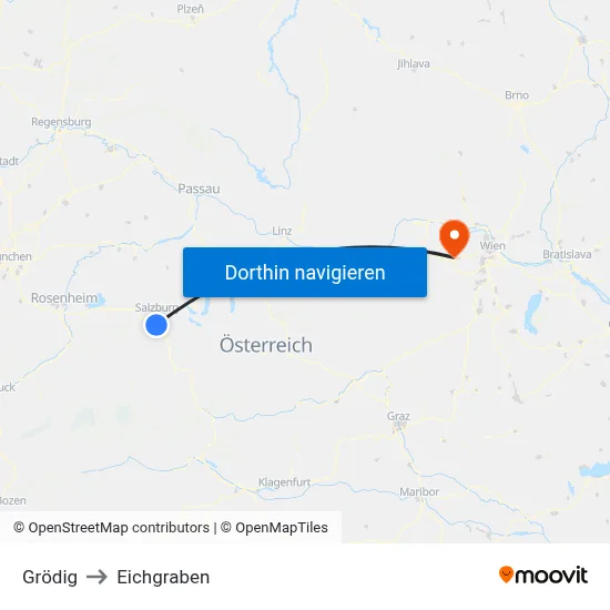 Grödig to Eichgraben map