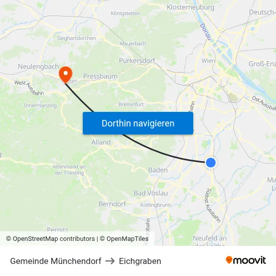 Gemeinde Münchendorf to Eichgraben map