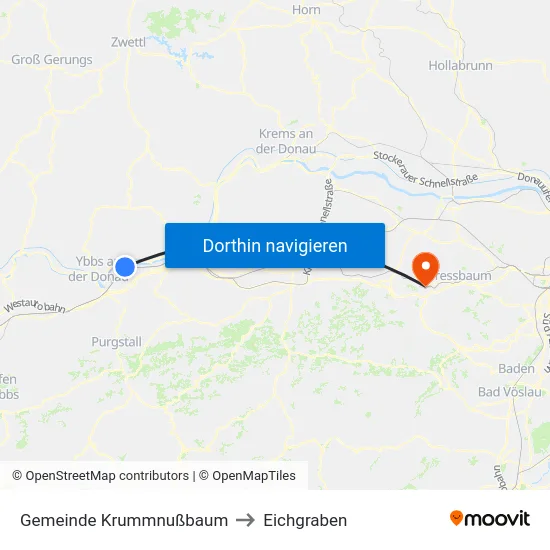 Gemeinde Krummnußbaum to Eichgraben map
