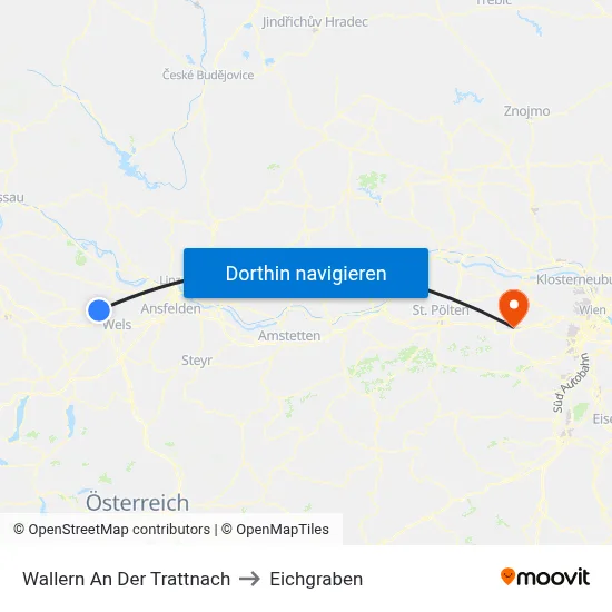 Wallern An Der Trattnach to Eichgraben map