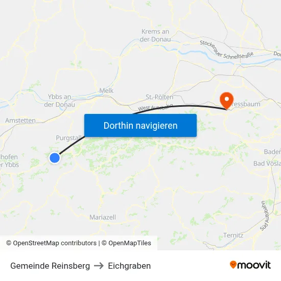 Gemeinde Reinsberg to Eichgraben map