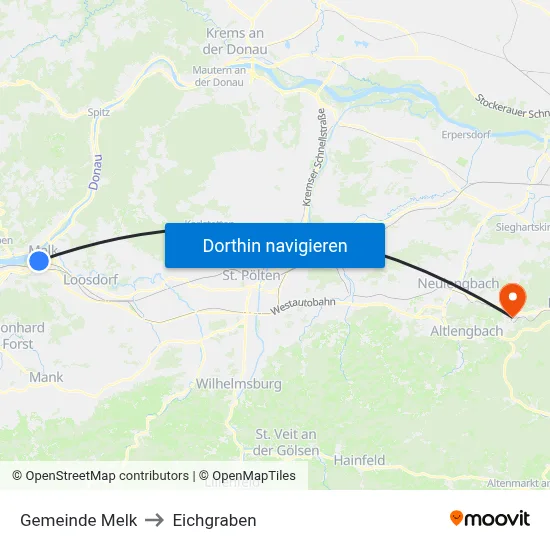 Gemeinde Melk to Eichgraben map