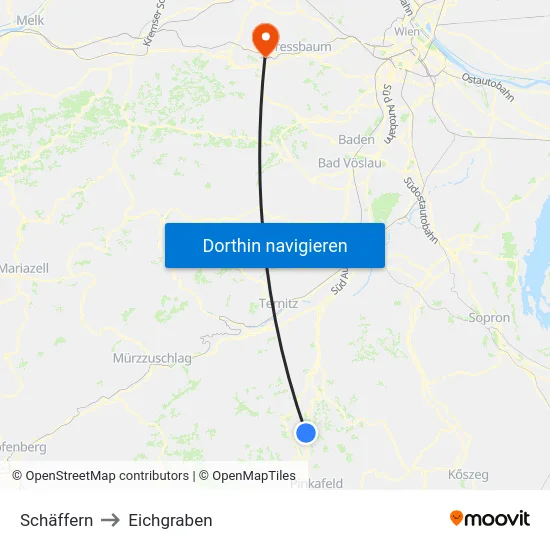 Schäffern to Eichgraben map