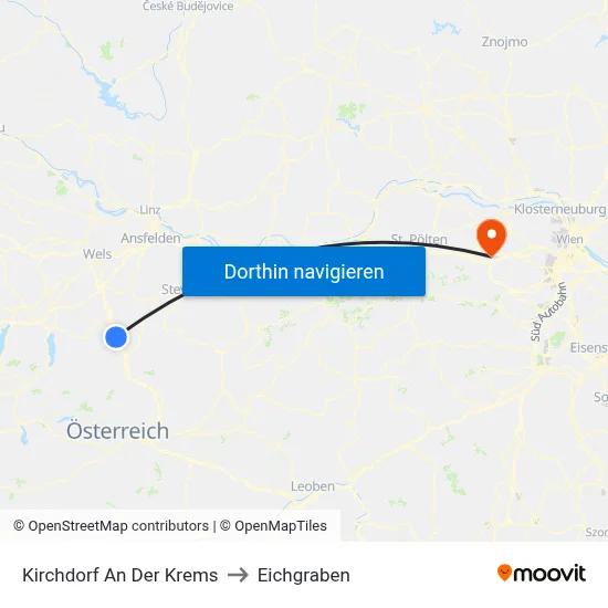 Kirchdorf An Der Krems to Eichgraben map