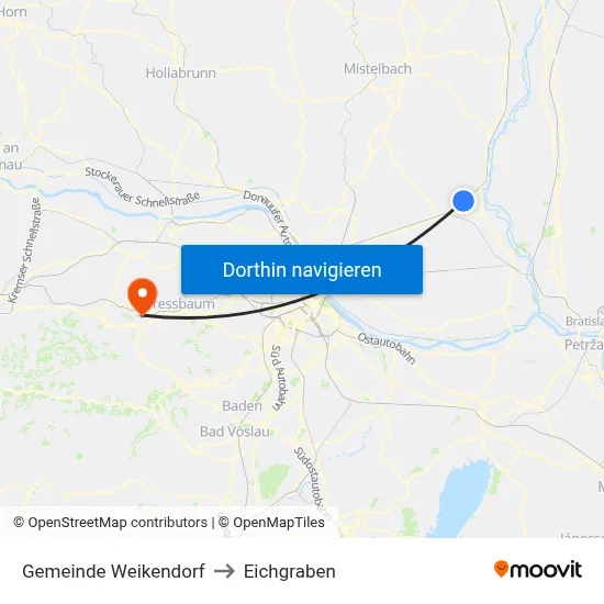 Gemeinde Weikendorf to Eichgraben map