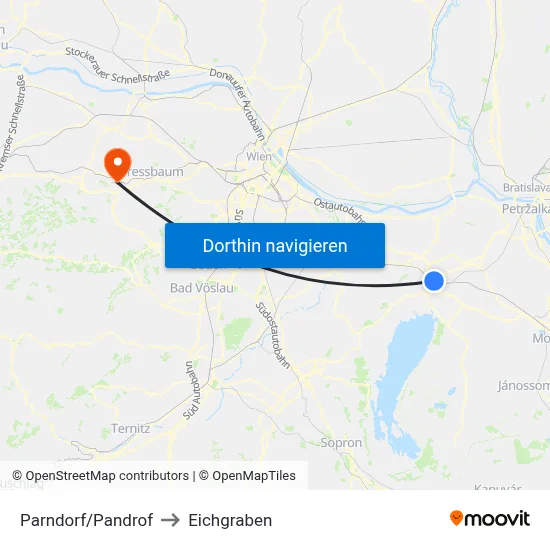 Parndorf/Pandrof to Eichgraben map