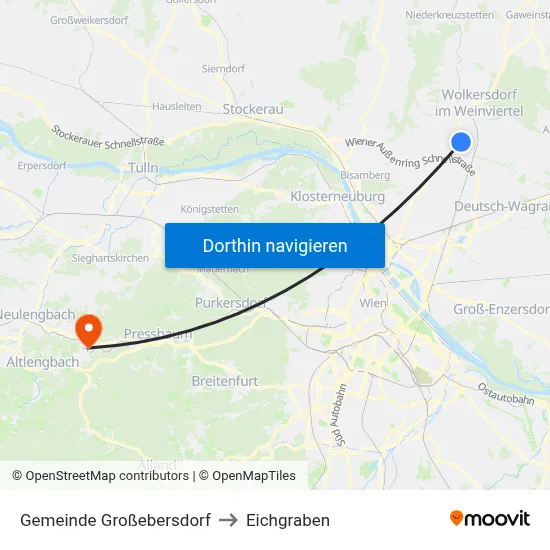 Gemeinde Großebersdorf to Eichgraben map