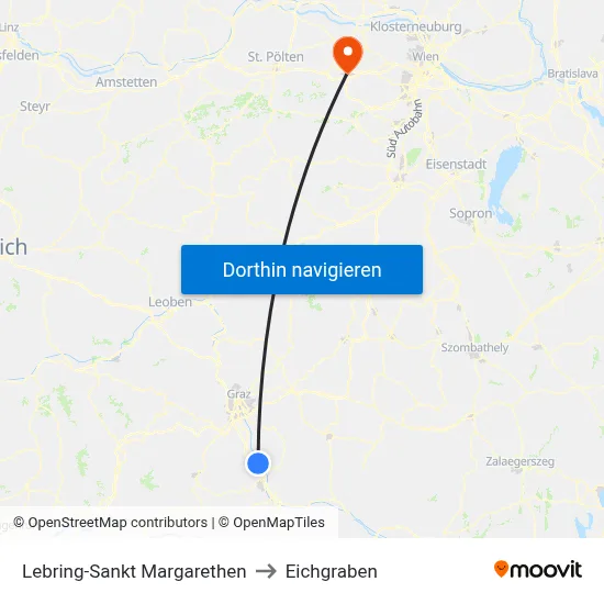 Lebring-Sankt Margarethen to Eichgraben map