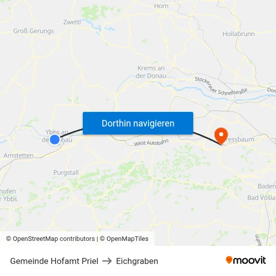 Gemeinde Hofamt Priel to Eichgraben map