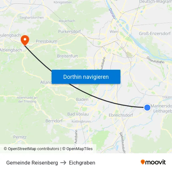 Gemeinde Reisenberg to Eichgraben map