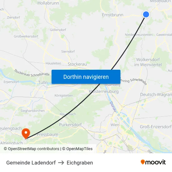 Gemeinde Ladendorf to Eichgraben map