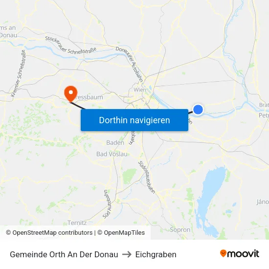 Gemeinde Orth An Der Donau to Eichgraben map