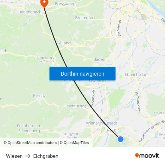 Wiesen to Eichgraben map