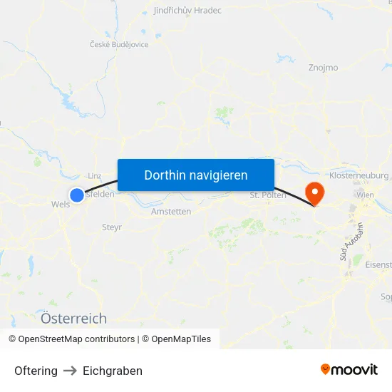 Oftering to Eichgraben map