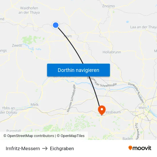 Irnfritz-Messern to Eichgraben map