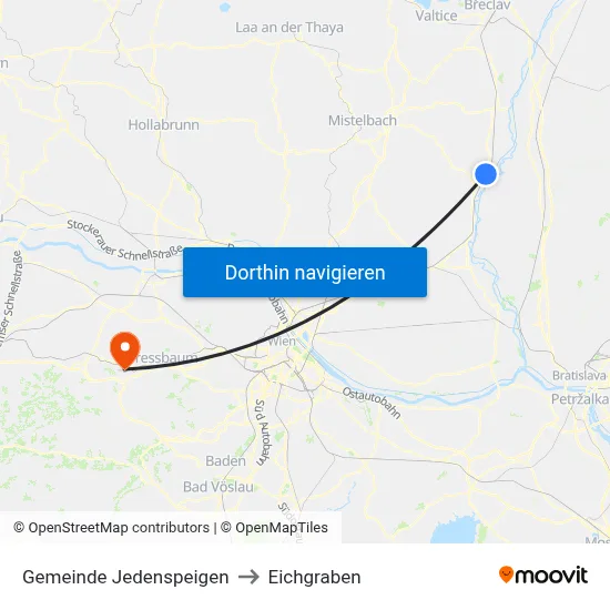 Gemeinde Jedenspeigen to Eichgraben map
