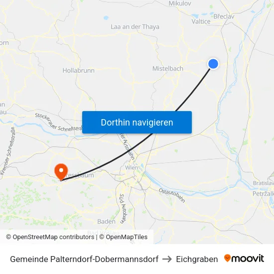 Gemeinde Palterndorf-Dobermannsdorf to Eichgraben map