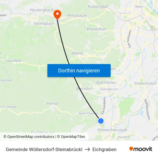 Gemeinde Wöllersdorf-Steinabrückl to Eichgraben map