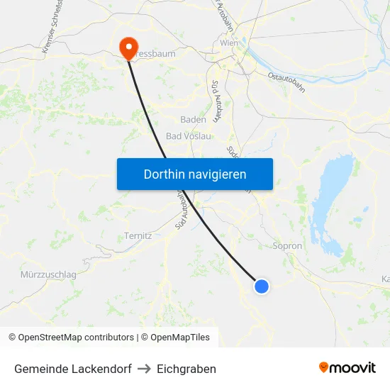 Gemeinde Lackendorf to Eichgraben map