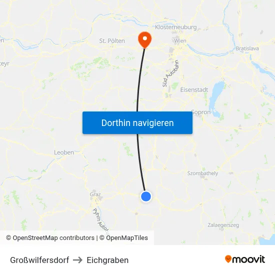 Großwilfersdorf to Eichgraben map