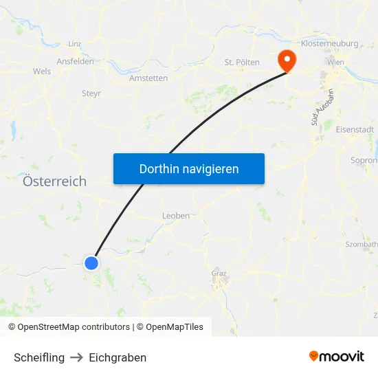 Scheifling to Eichgraben map