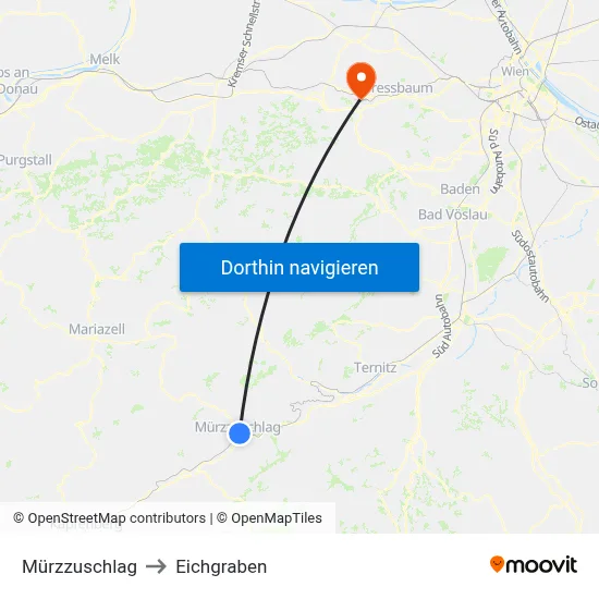 Mürzzuschlag to Eichgraben map