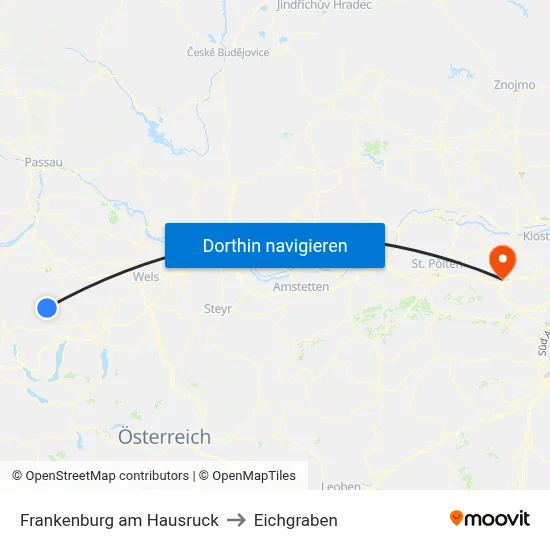 Frankenburg am Hausruck to Eichgraben map