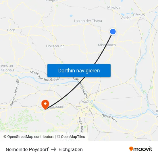 Gemeinde Poysdorf to Eichgraben map