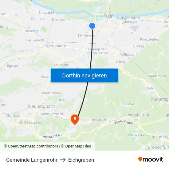 Gemeinde Langenrohr to Eichgraben map