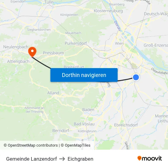 Gemeinde Lanzendorf to Eichgraben map