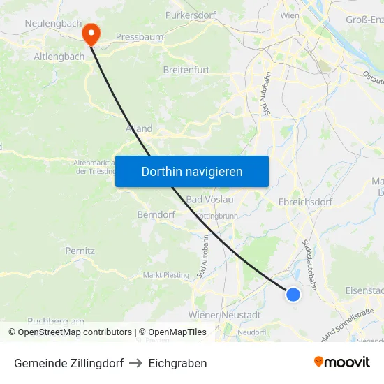 Gemeinde Zillingdorf to Eichgraben map