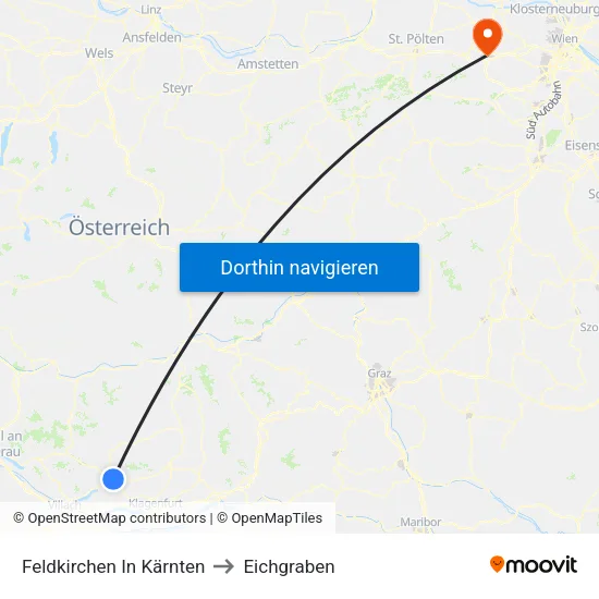 Feldkirchen In Kärnten to Eichgraben map
