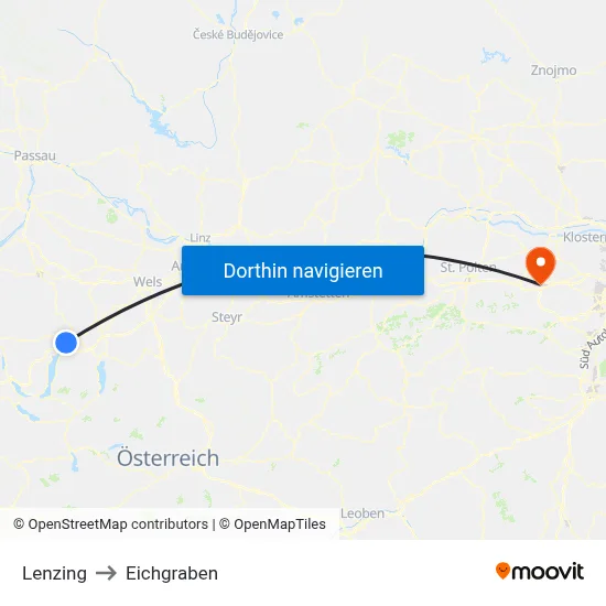 Lenzing to Eichgraben map