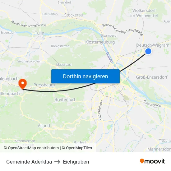 Gemeinde Aderklaa to Eichgraben map