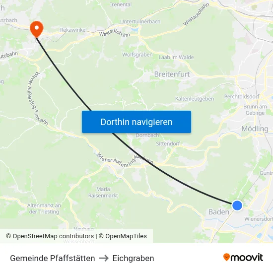 Gemeinde Pfaffstätten to Eichgraben map