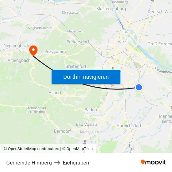 Gemeinde Himberg to Eichgraben map