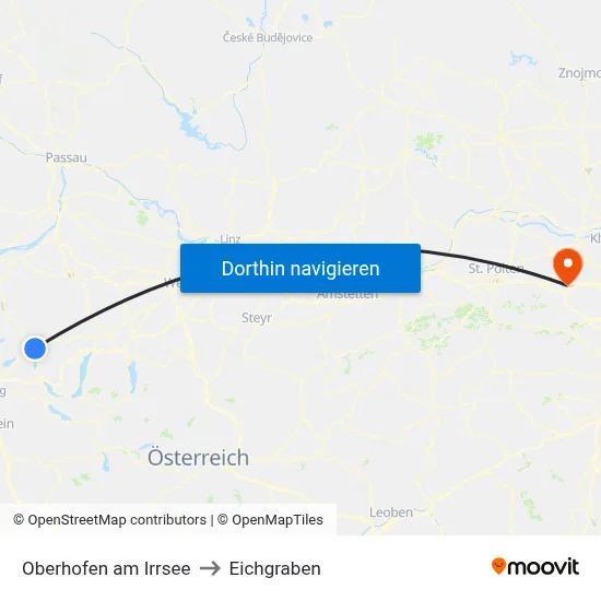 Oberhofen am Irrsee to Eichgraben map