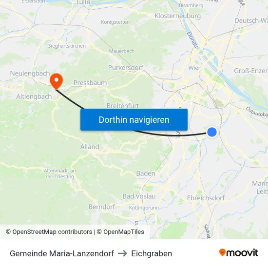 Gemeinde Maria-Lanzendorf to Eichgraben map