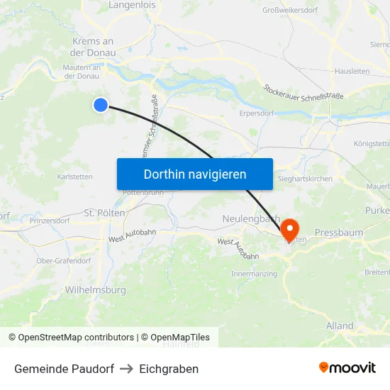 Gemeinde Paudorf to Eichgraben map