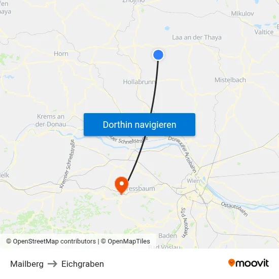 Mailberg to Eichgraben map
