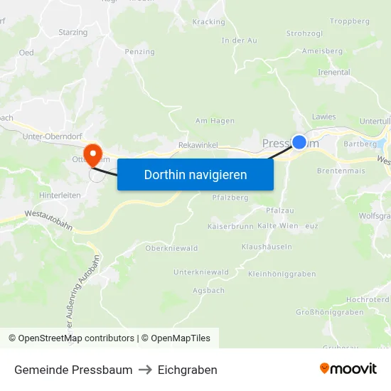 Gemeinde Pressbaum to Eichgraben map