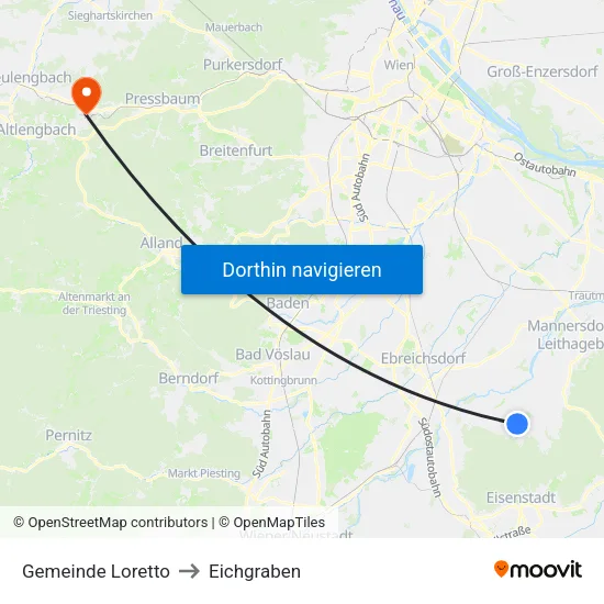 Gemeinde Loretto to Eichgraben map